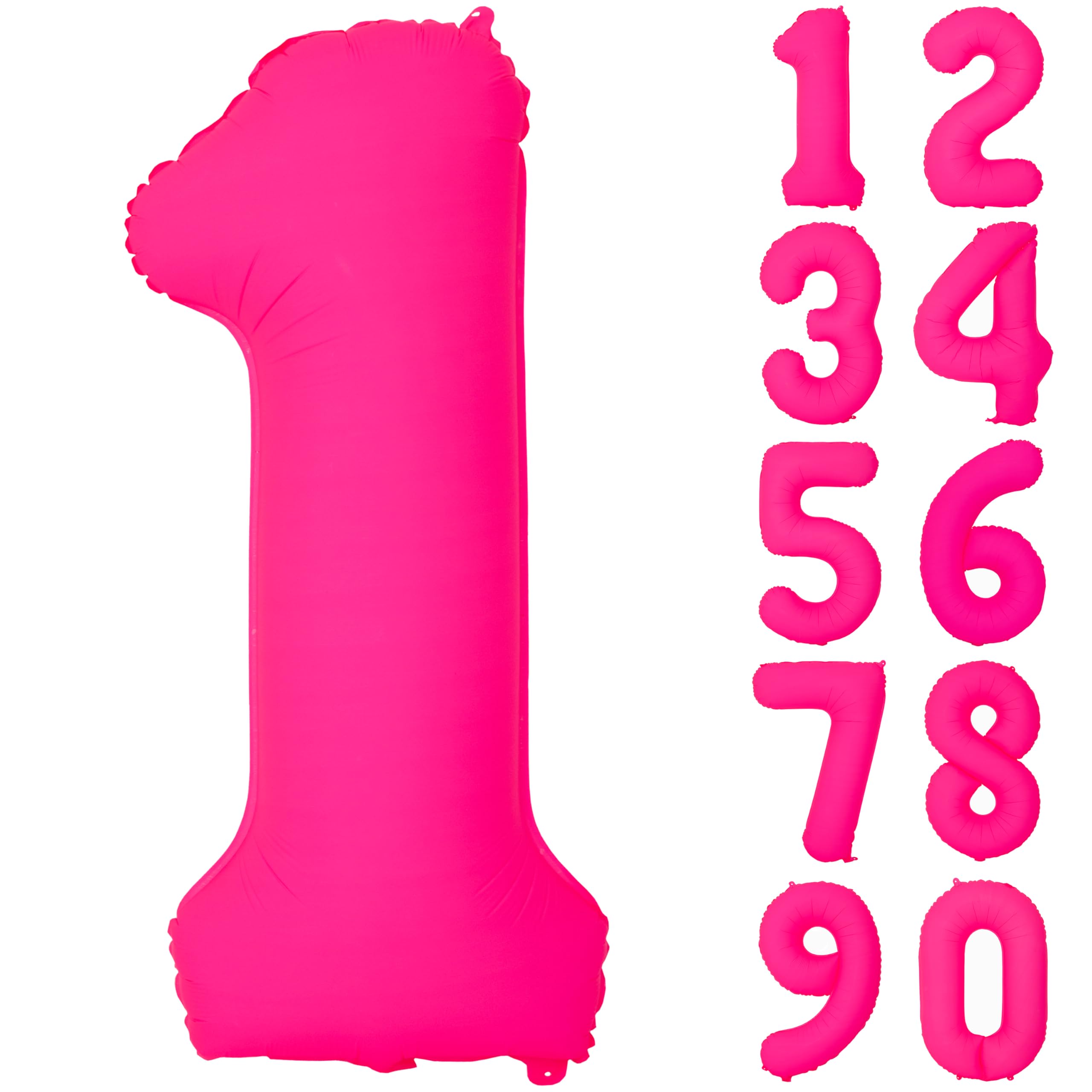 40 IN Pink Birthday Number 1 Balloons Fluorescent Pink Balloon Helium Foil Balloons For 1nd Boys Girls Birthday Wedding Baby Shower Fluorescent Party