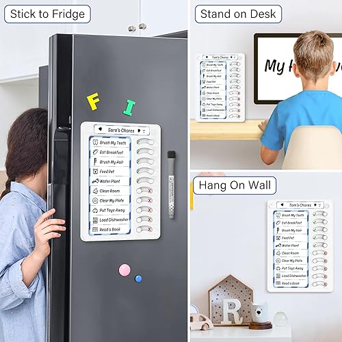 Miniatura 5 de Tabla de tareas para niños, tablero de tareas de borrado en seco, herramientas para TDAH para niños, lista de tareas de lista de verificación, tabla