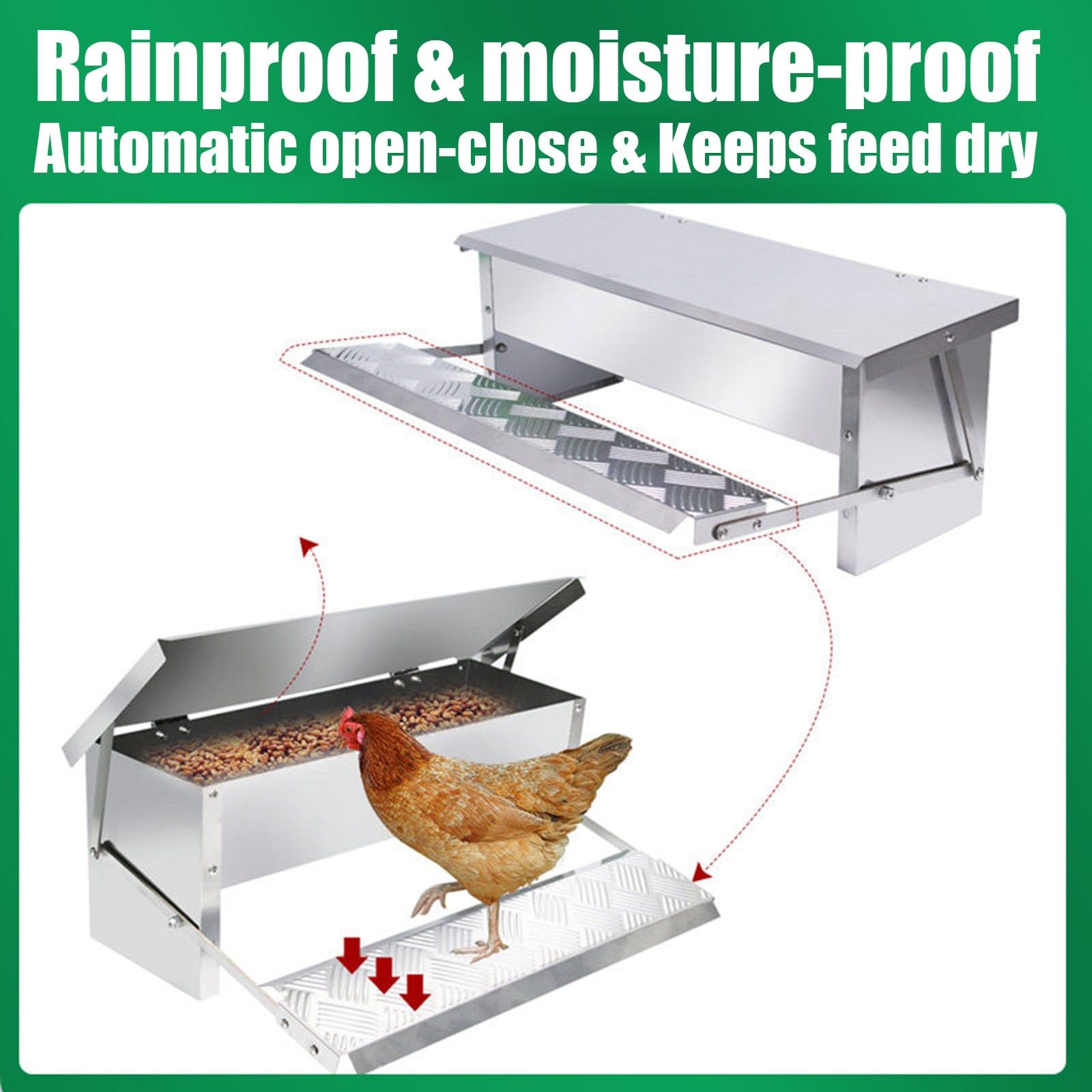 Comedero Automático A Pedal Para Gallinas, Resistente A La Lluvia Y A Roedores, Para Gallinas Enanas, Gallos Y Faisanes En Gallinero Exterior