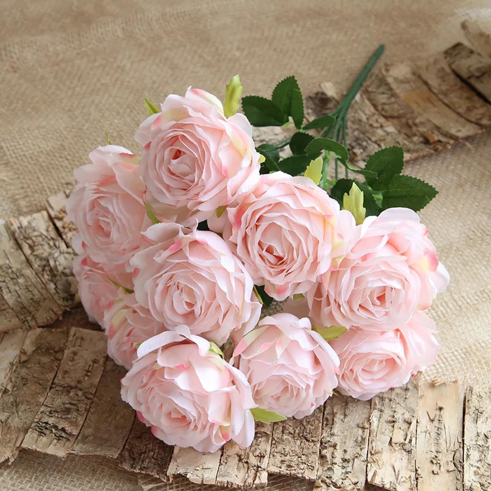 Roses artificielles jaunes en soie pour mariage et table de Saint-Valentin
