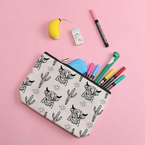 Miniatura 8 de Bolsa de maquillaje retro del oeste, bolsa de cosméticos vintage, bolsa con cremallera de campo, bolsa con estampado de vaca, regalos occidentales