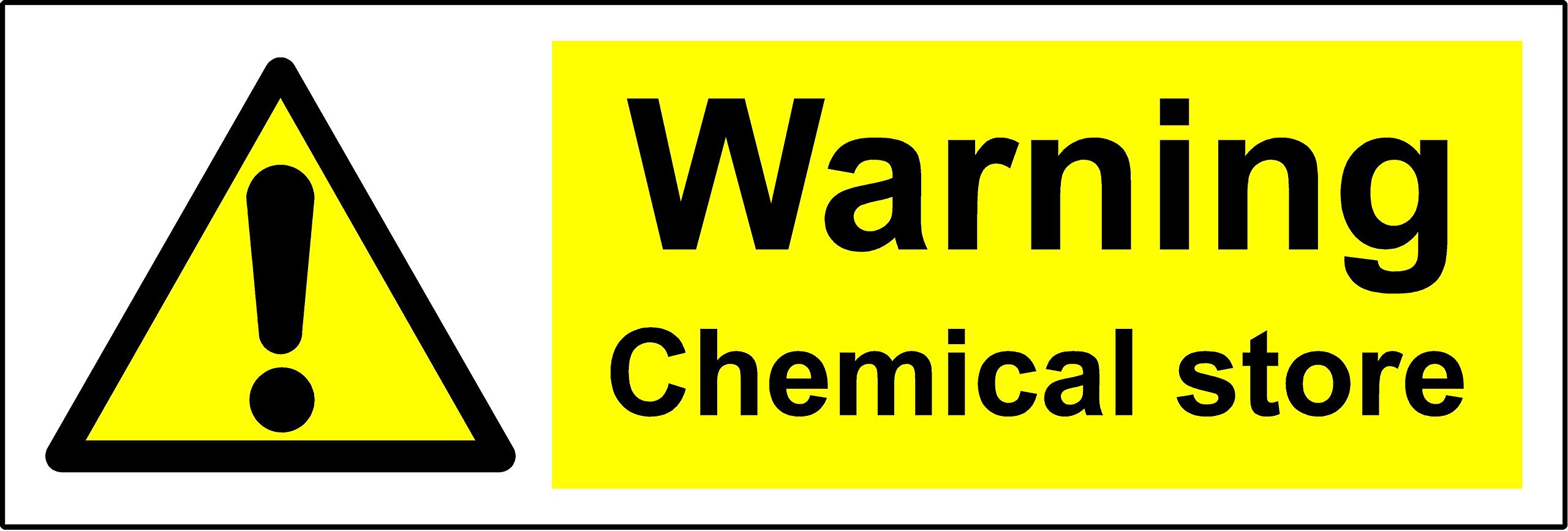 Warning Chemical store Safety sign - 1.2mm Rigid plastic 300mm x 100mm