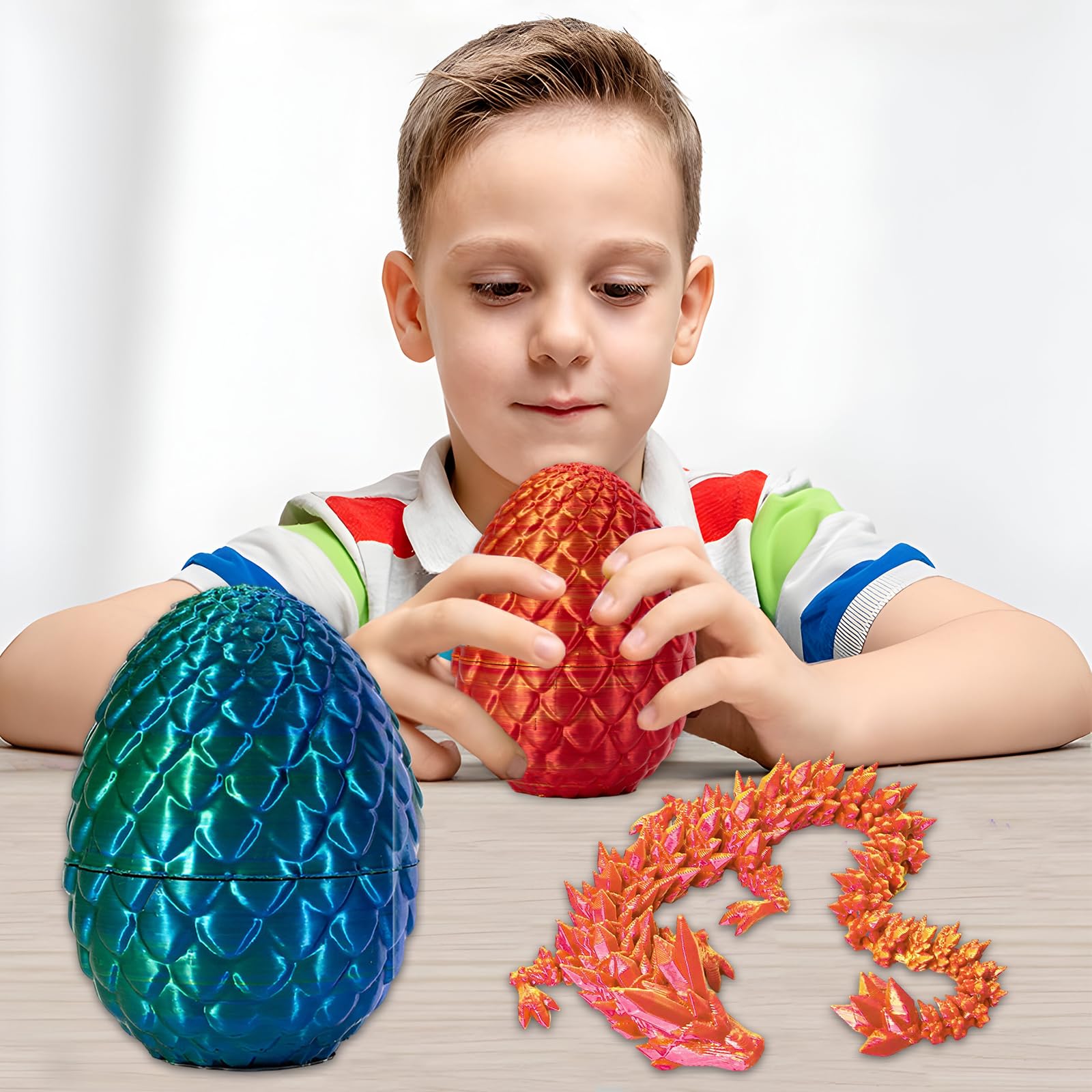 4 Piezas de Dragón Impreso en 3d, Juguete de Móvil de Huevo de, Adecuado para Entusiastas del Dragón Infantil y Coches, Oficinas,Juguetes de Escritorio de Casa