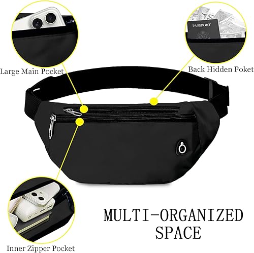Miniatura 4 de Riñonera cruzada para mujeres y hombres, riñonera deportiva resistente al agua, bolsa de cinturón para viajes, senderismo, correr