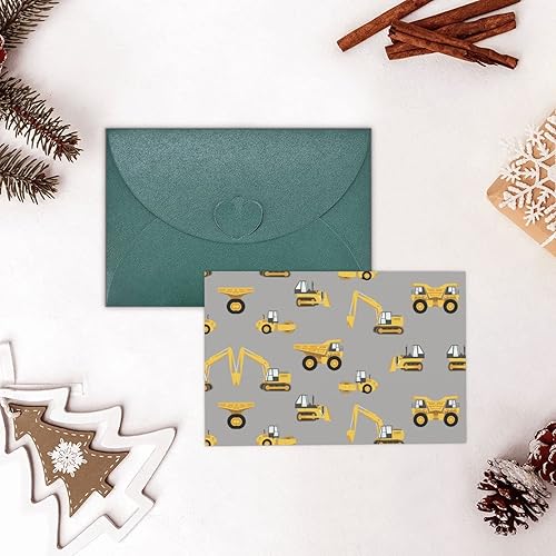 Miniatura 9 de Los camiones de la construcción imprimen las tarjetas de felicitación del día de fiesta en blanco las tarjetas de la nota con los sobres