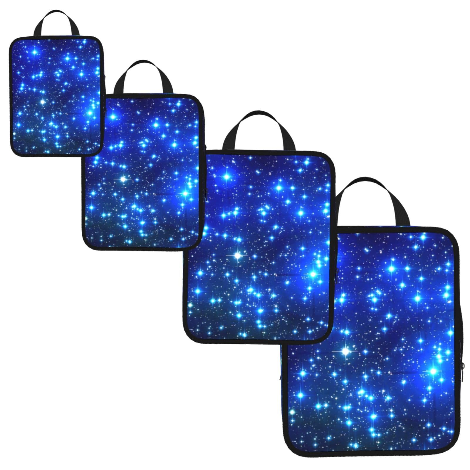 Galaxy Stars Print 4 Set Compression Packing Cubes for Suitcases,Expandable Storage Bags Organizers