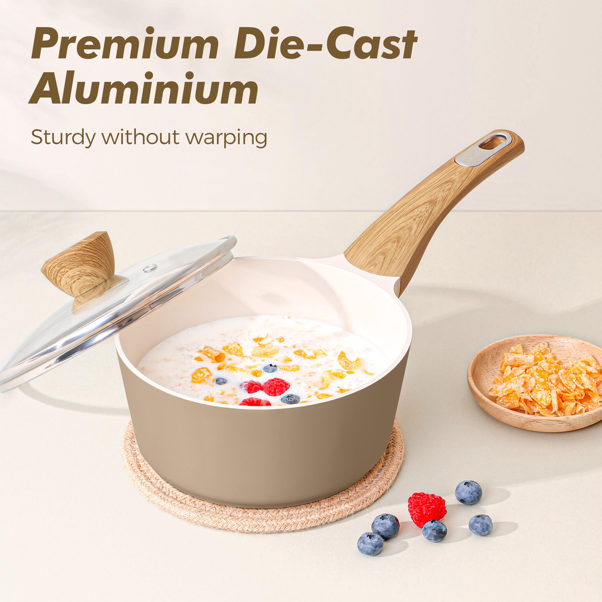 SENSARTE Set di pentole in ceramica, pentole e padelle antiaderenti, 20 pezzi di pentole a induzione, atossiche, salutari, antiaderenti, set da cucina con manici freddi, PFAS PTFE PFOA PFOS