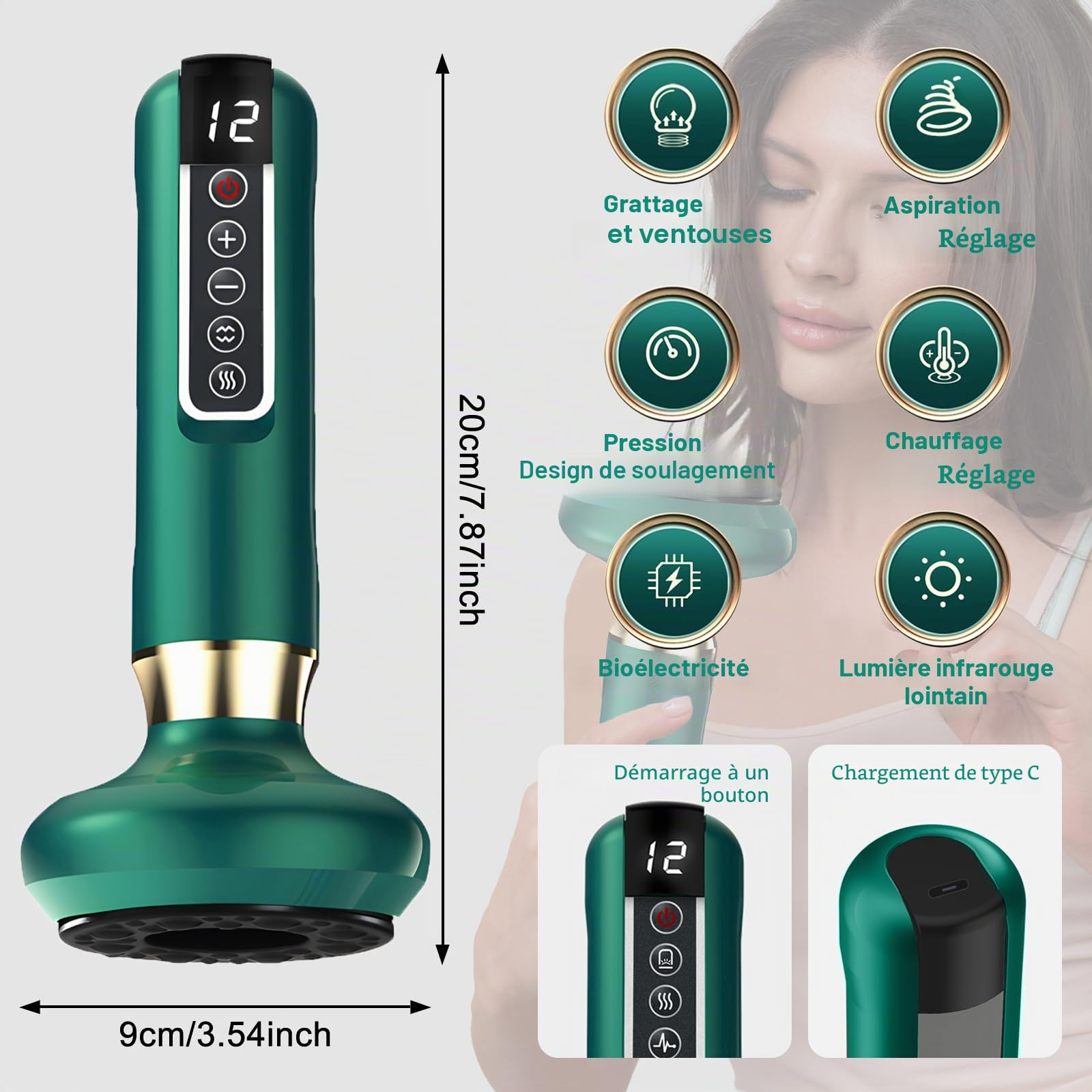 Appareil de Massage à Bulles électrique,Appareil de Massage Anti-cellulite pour Jambes/Ventre/Mains,Appareil Anti-cellulite, Appareil de Drainage Lymphatique avec 12 Programmes et 4 Modes