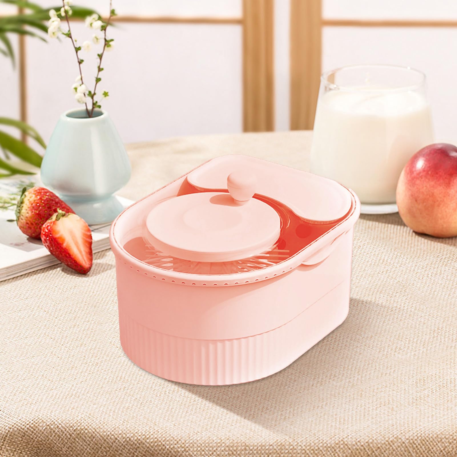Fruit Cleaner Spinner, Rotating Hand-Crank Vegetable Washer, Multifunctional Salad Spinner With Lid And Basket, Manual Potato Scrubber Bowl For Kitchen Meal Prep Home Cleaning Countertop Storage