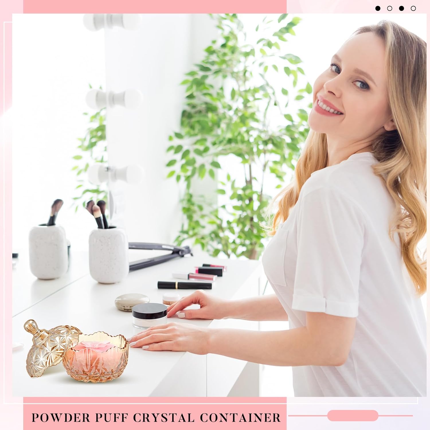 Tioncy 3 Pcs Large Body Powder Puff and Container Crystal Container Soft Washable Reusable Velour Face Body Glitter Wet Dry Makeup(Amber) - Image 7