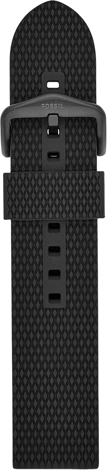Fossil Silicone and Stainless Steel Interchangeable Watch Band Strap 22mm Black/Black
