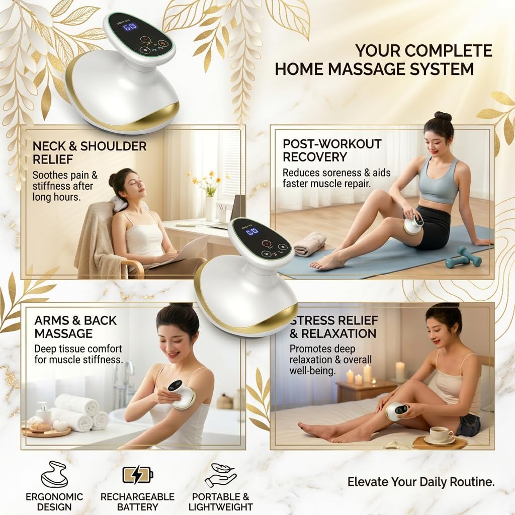 Electric Vacuum Cupping Set with Heat and Suction | 9-Strength Adjustable Body Massager | Handheld Deep Tissue Tool for Muscle Groups | Home Relaxation Gift Box