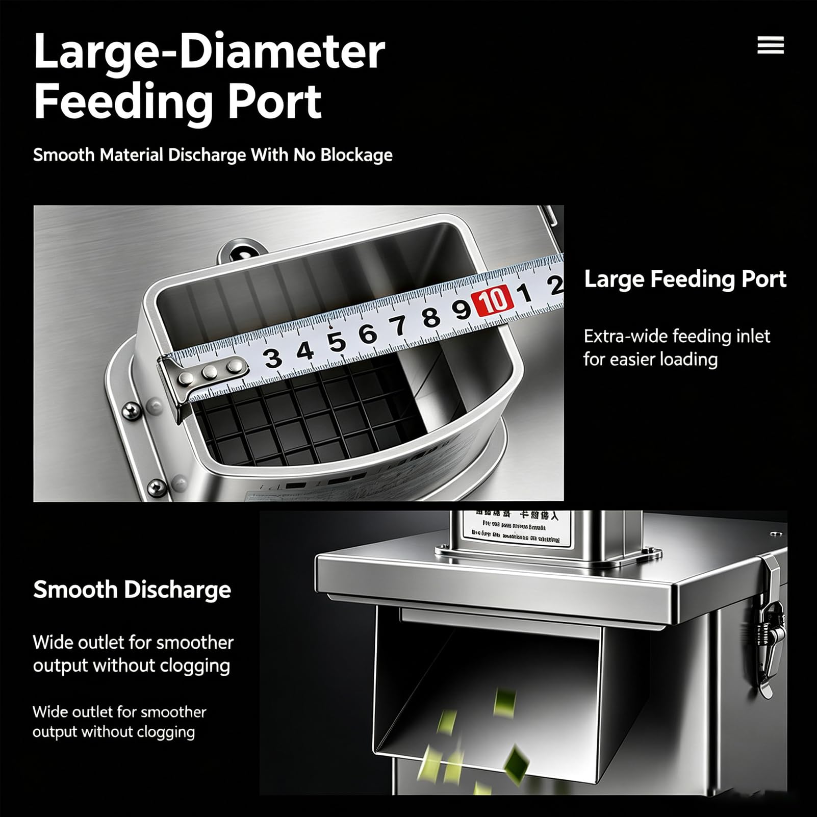 200W Elektryczny Dicer Warzywny 3 w 1, Rąbek Ze Stali Nierdzewnej Ze Szerokim Zsypem Paszowym Do Rozdrabniania I Krojenia, Kompaktowe Narzędzie Kuchenne Do Użytku W Domu Lub W Restauracji, Srebrny