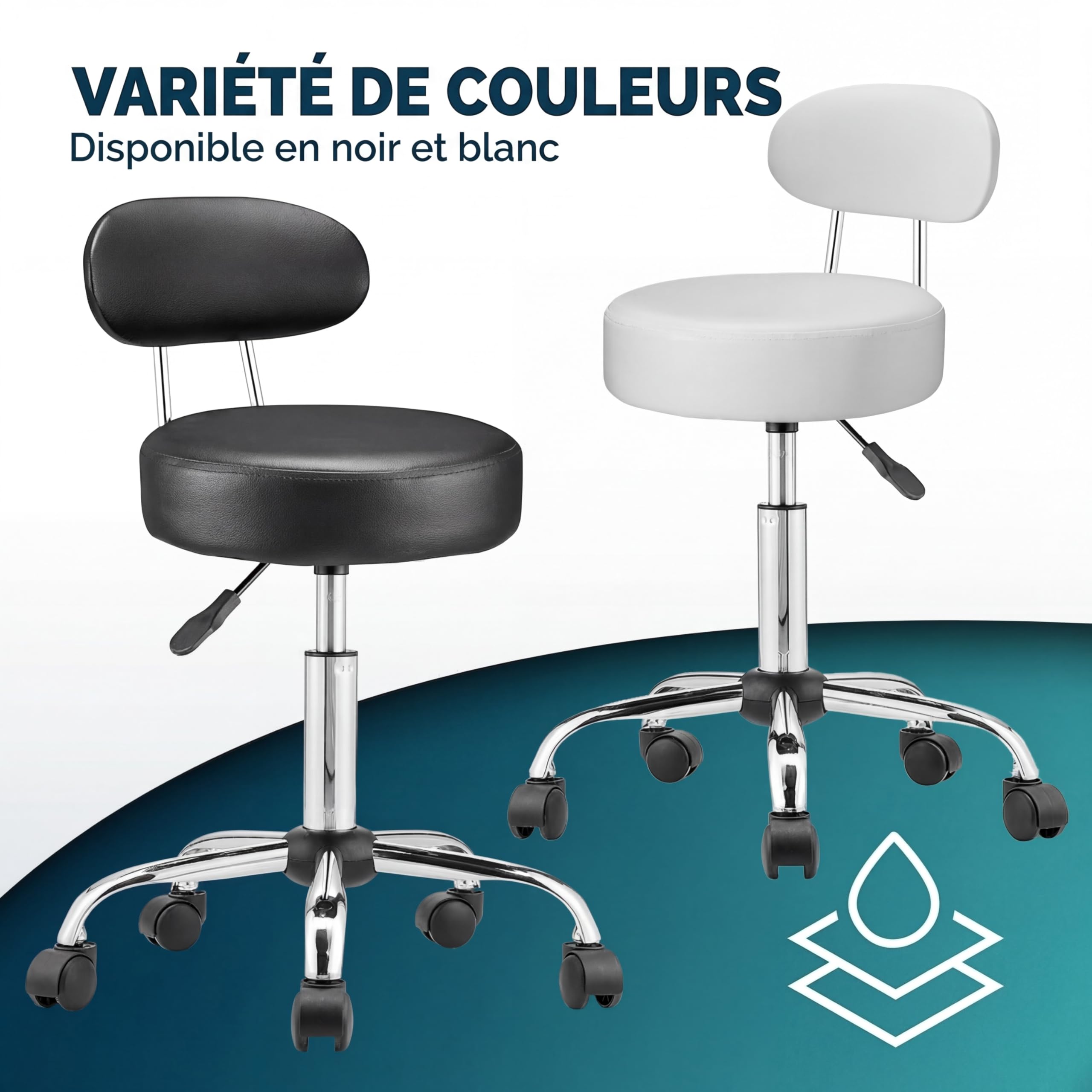 Casaria® Chaise Bureau Gaming Blanche Pivotante avec Dossier, Siège Similicuir Réglable sur roulettes pour Bureau Gaming Ou Fauteuil Salon Polyvalent Adulte Tabouret Coiffeuse