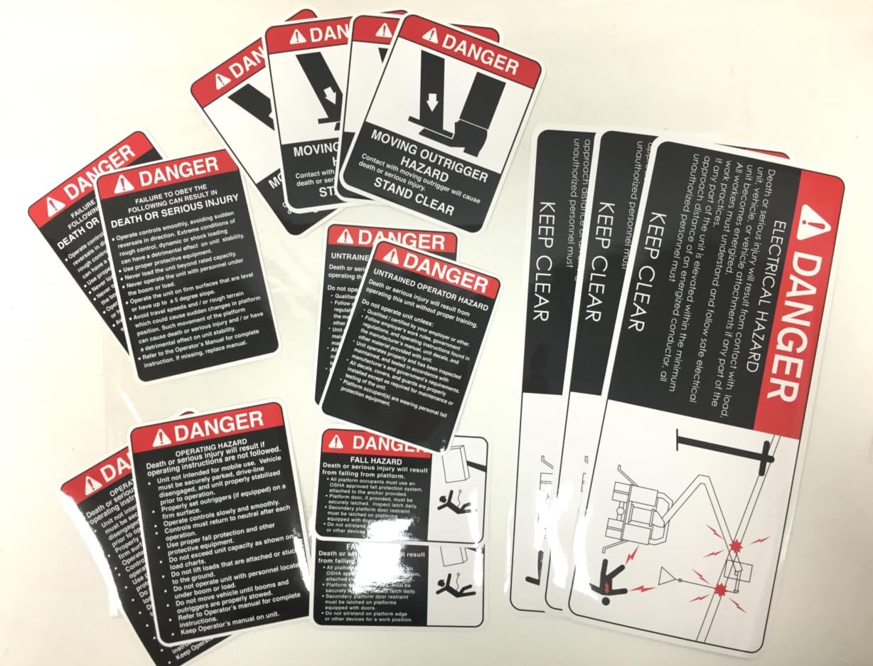 Bucket Truck Crane Truck Boom Truck Safety Decal Sticker Set Outrigger Electrical Hazard Warning Stickers