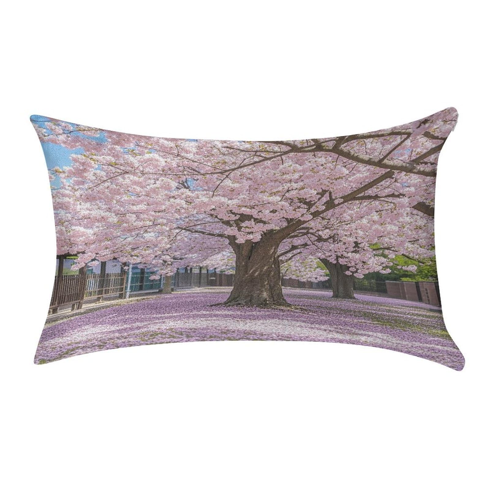 FekiLoot Cherry Blossom Pillow Covers Luxury Velvet Oblong Pillowcases Rectangular Throw Pillows Case Decorative Velvet Cushion Covers Ultra Soft Lumbar Pillow Shells 12 X 20 in