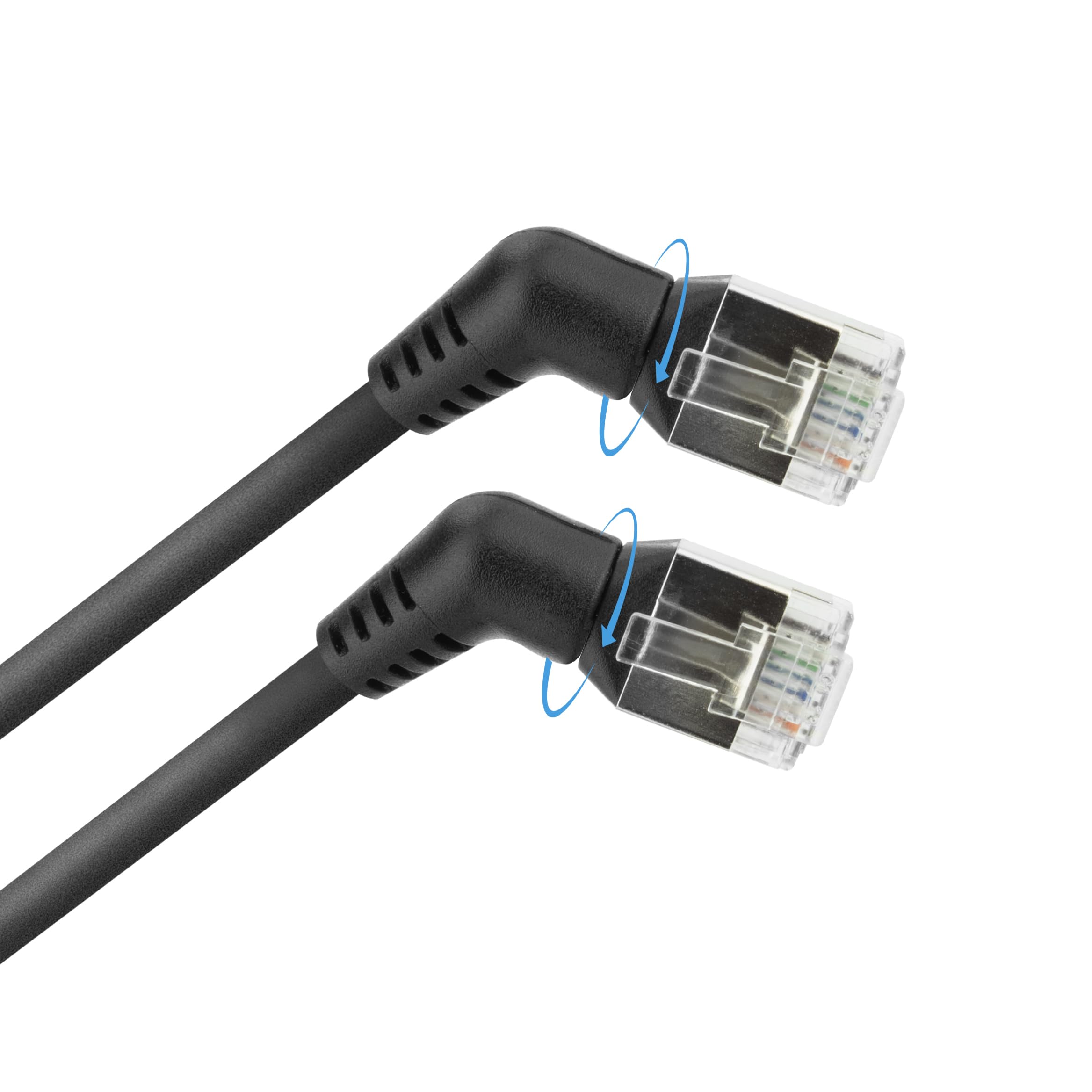 ACT CAT6A kabel U/FTP, kabel sieciowy obracany o 360 stopni, kabel LAN cienko wygięty, 2 m