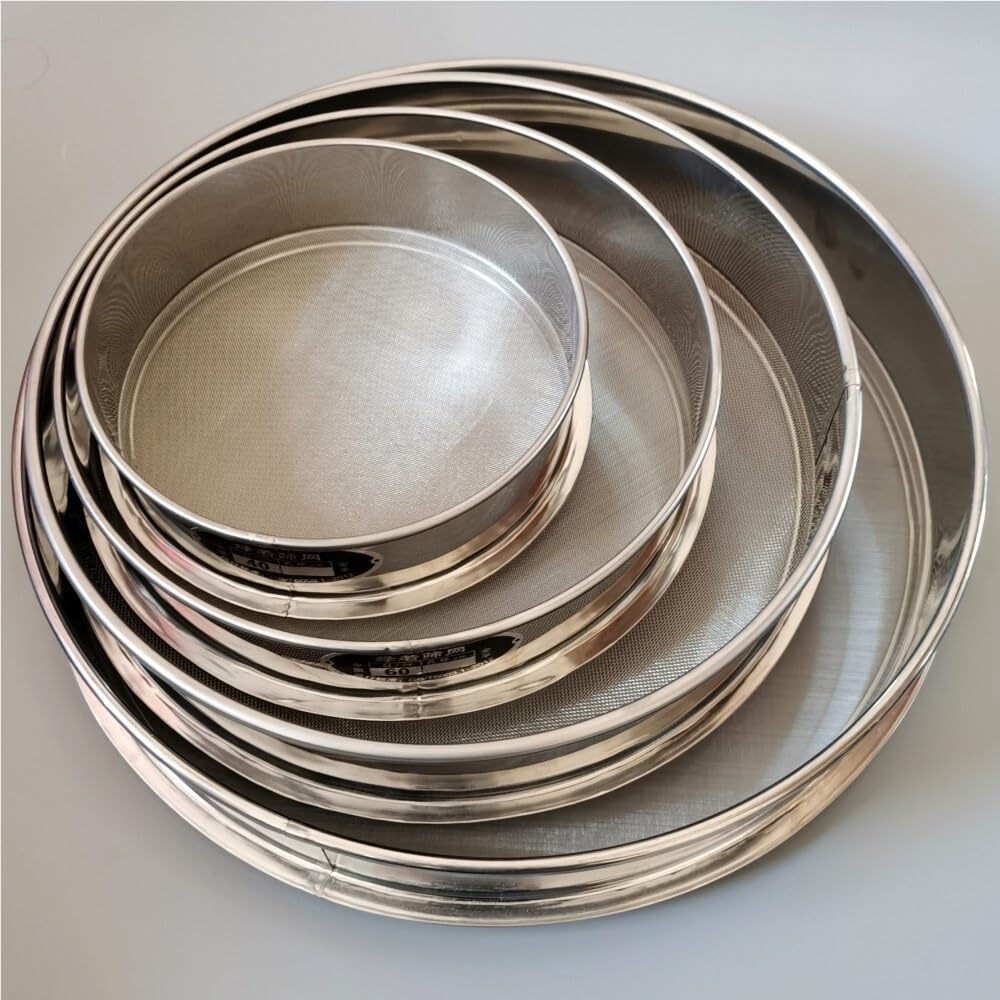 Tamiz de cribado de harina Tamiz de laboratorio redondo acero inoxidable 304, duradero, apertura 0,03 a 12,5 mm, filtro for harina cocina, 1 unidad(0.074MMx25CM)