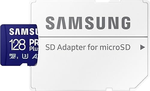 Vista 2 de Samsung Tarjeta de memoria microSD PRO Plus + adaptador, microSDXC de 128 GB, hasta 180 MB/s, Full HD y 4K UHD, UHS I, C10, U3, V30, A2