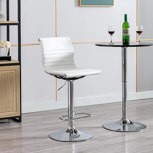 Miniatura 75 de Taburetes de bar ajustables de piel sintética, taburete de bar negro y dorado con respaldo, moderno taburete giratorio de altura de mostrador para