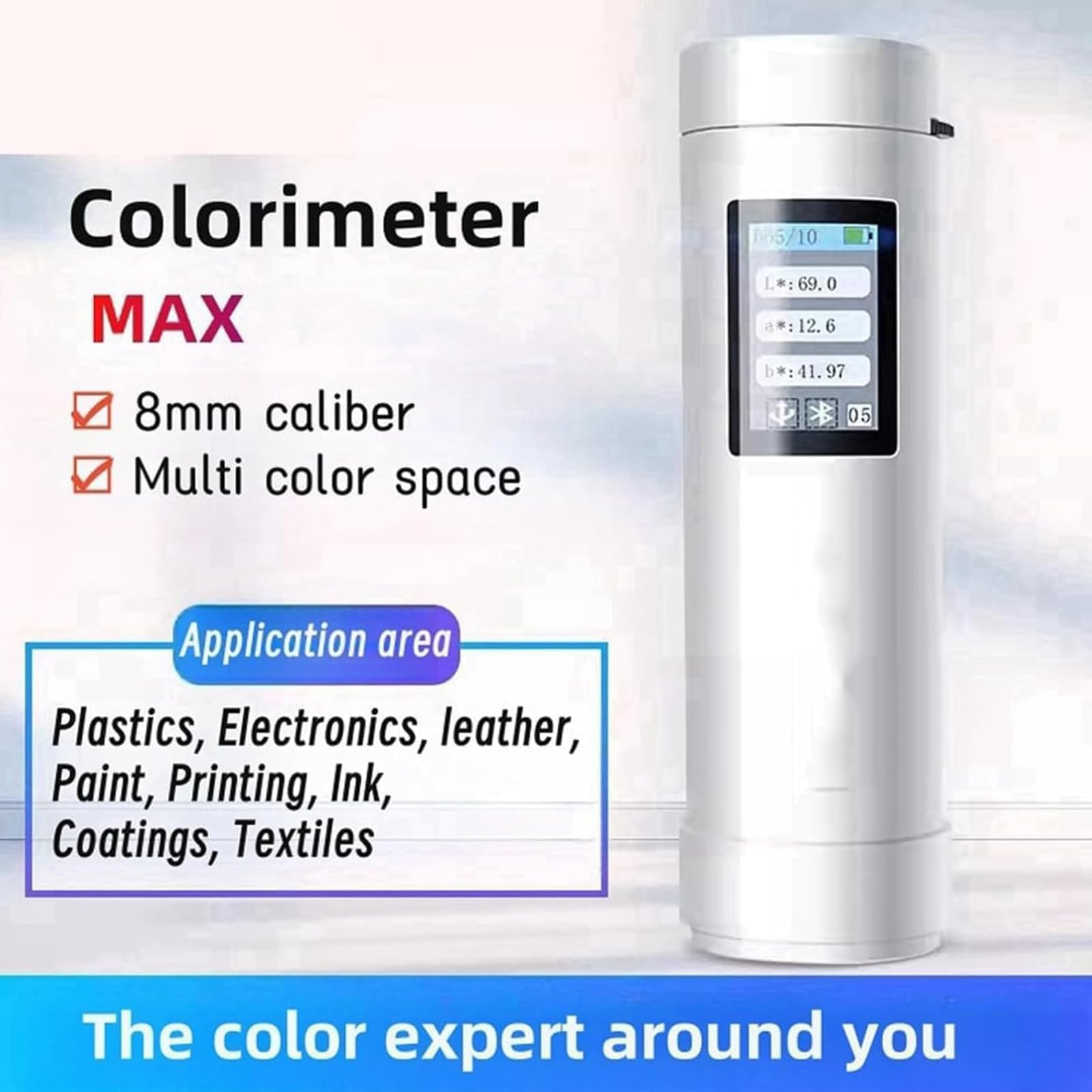 GZPKJ Colorimetro Digitale Preciso, Spettrofotometro Portatile Portatile, Visualizzazione Efficiente dei Dati, con Schermo di Visualizzazione, Apertura di Prova da 8 Mm,per Calibrazione del Monitor