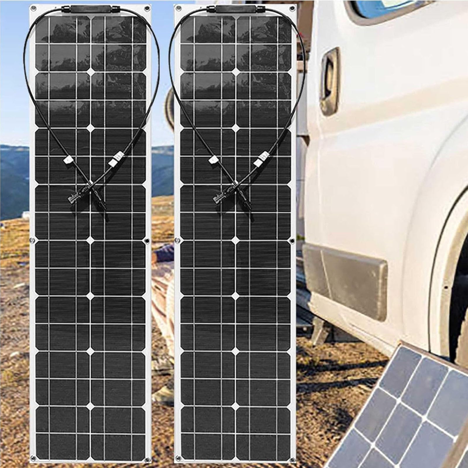 Zestaw solarny do kampera, elastyczny panel słoneczny 200 W/400 W/800 W, 12 V-24 V, monokrystaliczny panel słoneczny o wysokiej wydajności, odporny na warunki atmosferyczne, giętki(400W)