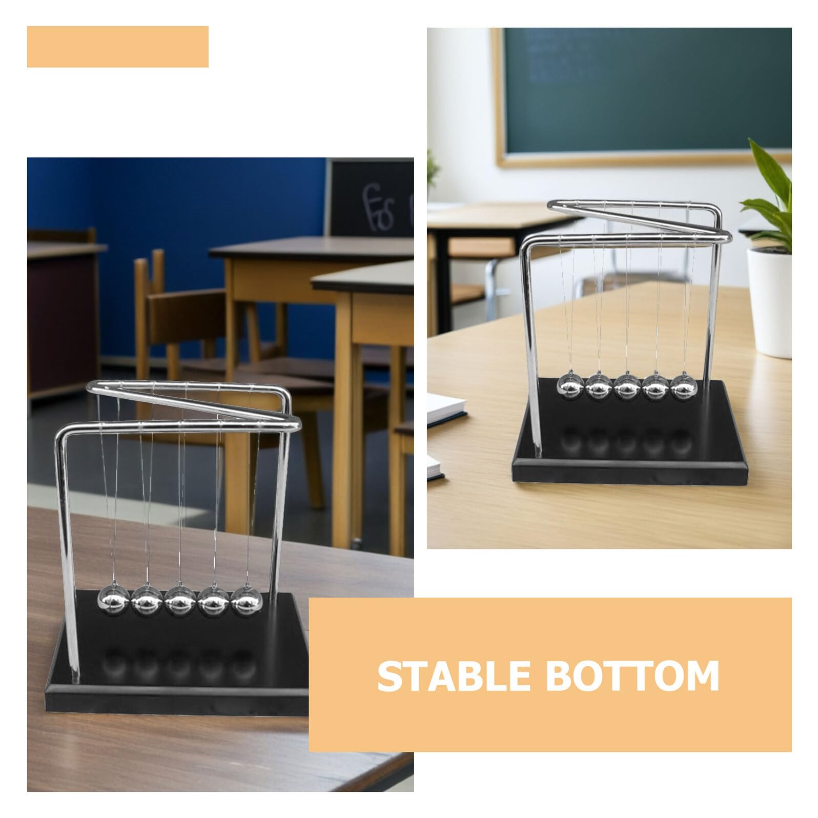 Abaodam Pendule de Newton en Bois Massif Z Billes Métalliques Oscillantes de Bureau Éducatif Physique Décoration Scientifique Antistress pour Table Dimensions 18X118X182 CM