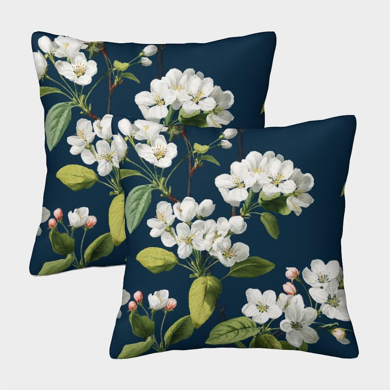 kaiyun 2 Pack Botanical Illustration Style,Jasmine Flowers Pillowcase 45x45cm, Cushion Cover,3D Digital Printing Bed Sofa Decorative
