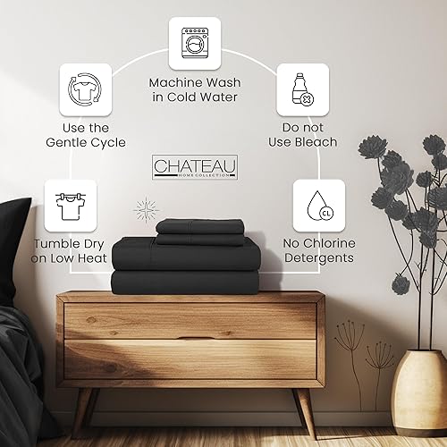 Miniatura 7 de Juego de sábanas de eucalipto tamaño California King, juego de sábanas de 4 piezas de tejido de percal liso, sábanas con bolsillo profundo (se