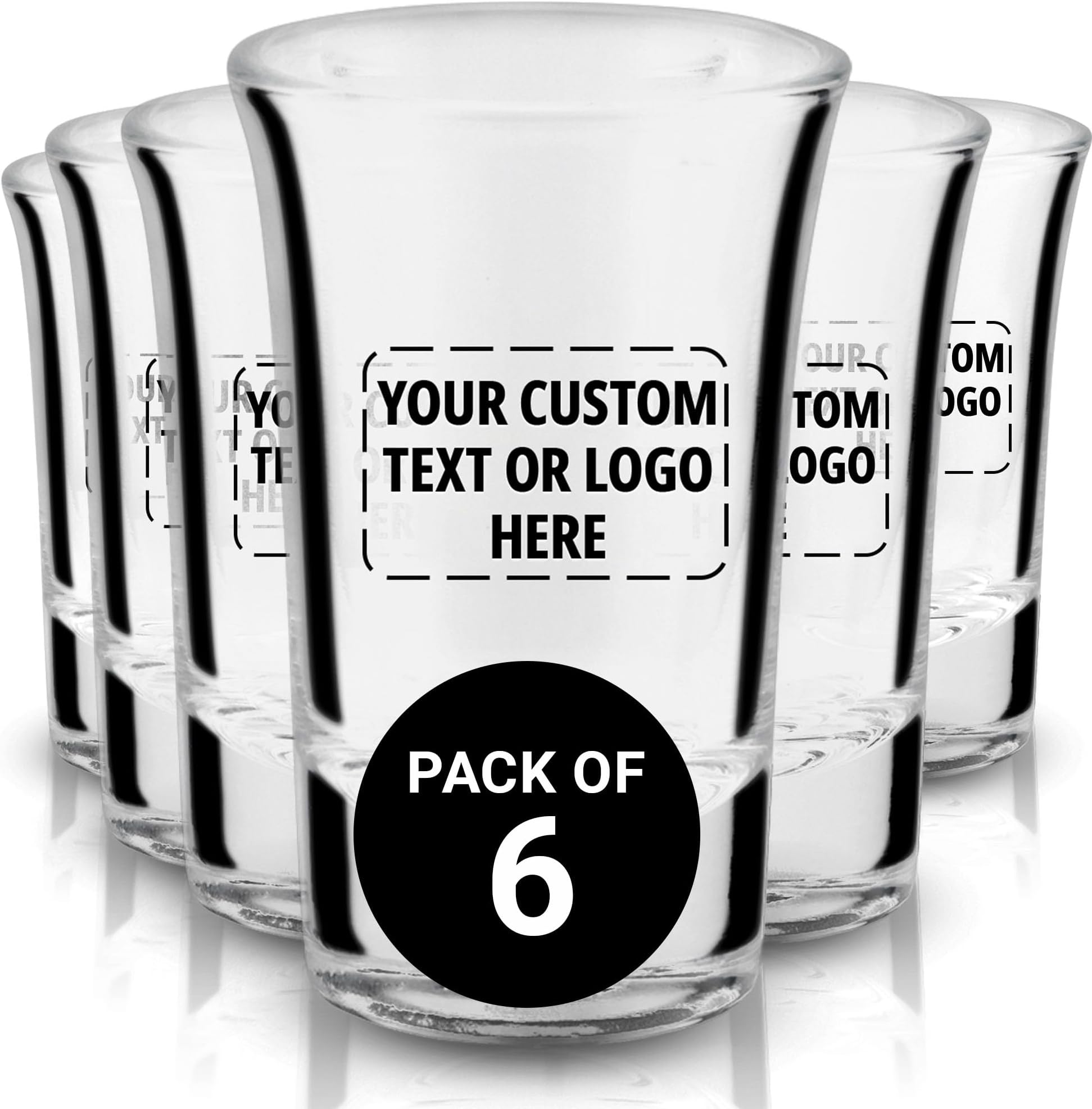 CKB Products Personalized 2-Sided Engraving Shot Glasses - 1.5 oz. - Set of 6 - Wedding Groomsman and Bridesmaid Party - Thank You Gifts - Anniversary Commemoration
