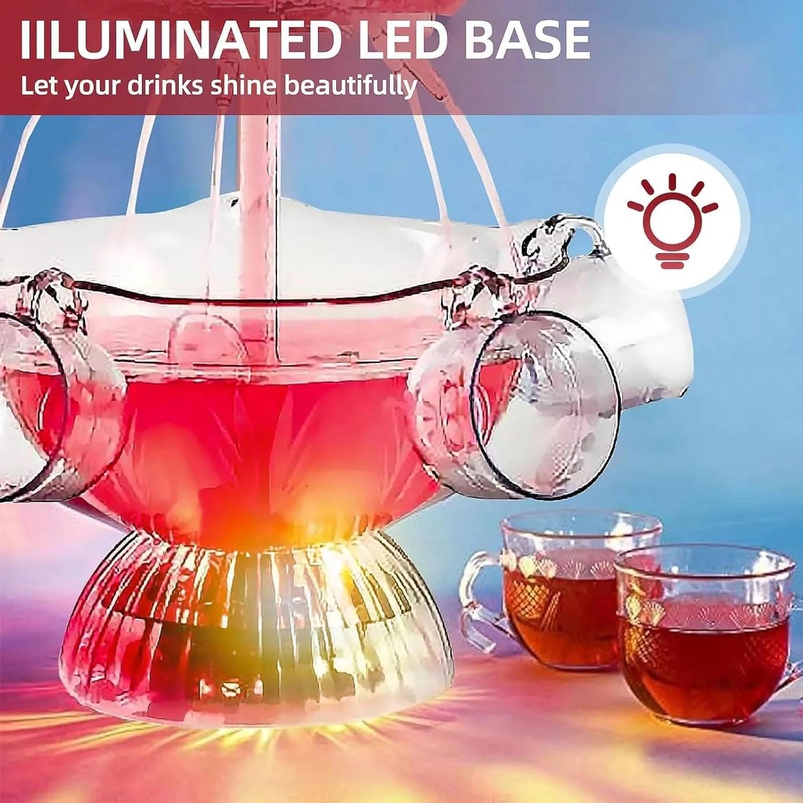 Fuente de cóctel con base LED y 5 tazas, dispensador eléctrico de bebidas para bodas, fiestas, celebraciones, bares en casa