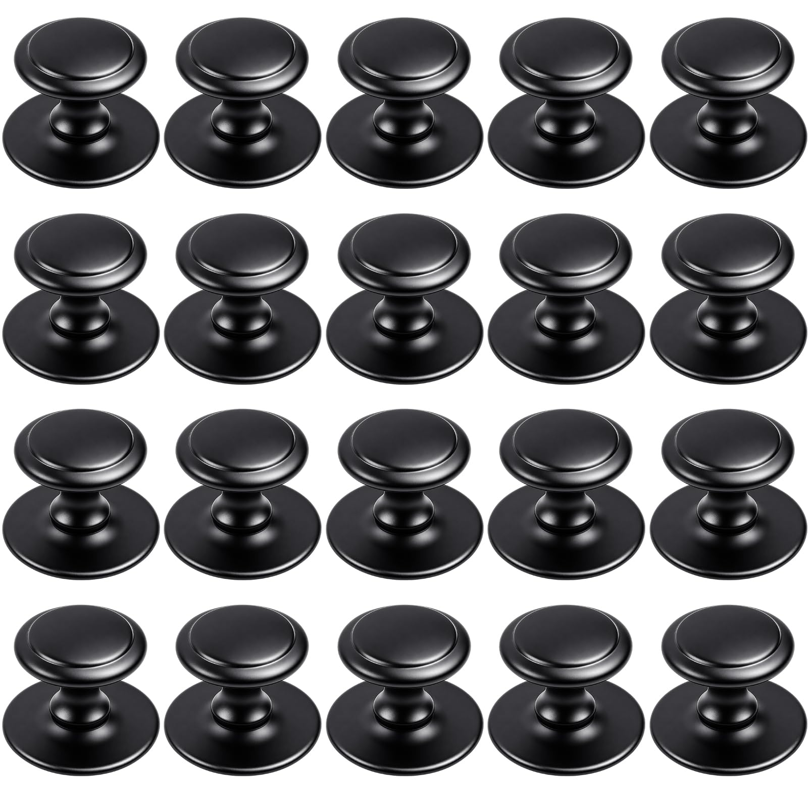 CAIYUANGUANGJIN 20 Pack Black Stick on Handles, Self Adhesive Rounded Drawer Knobs, No Drill Peel and Stick Stainless Steel Instant Cabinet Pulls for Wardrobe Cupboard Kitchen Bathroom