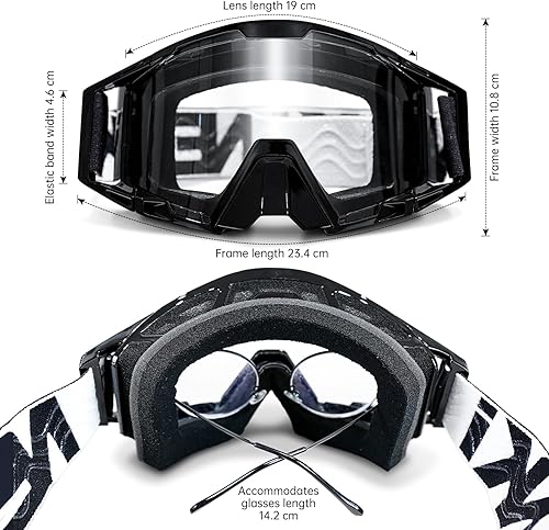 Miniatura 2 de Gafas de Motocross con Cubierta para la Nariz - Gafas MX y ATV Todoterreno Dirtbike para Adultos Unisex