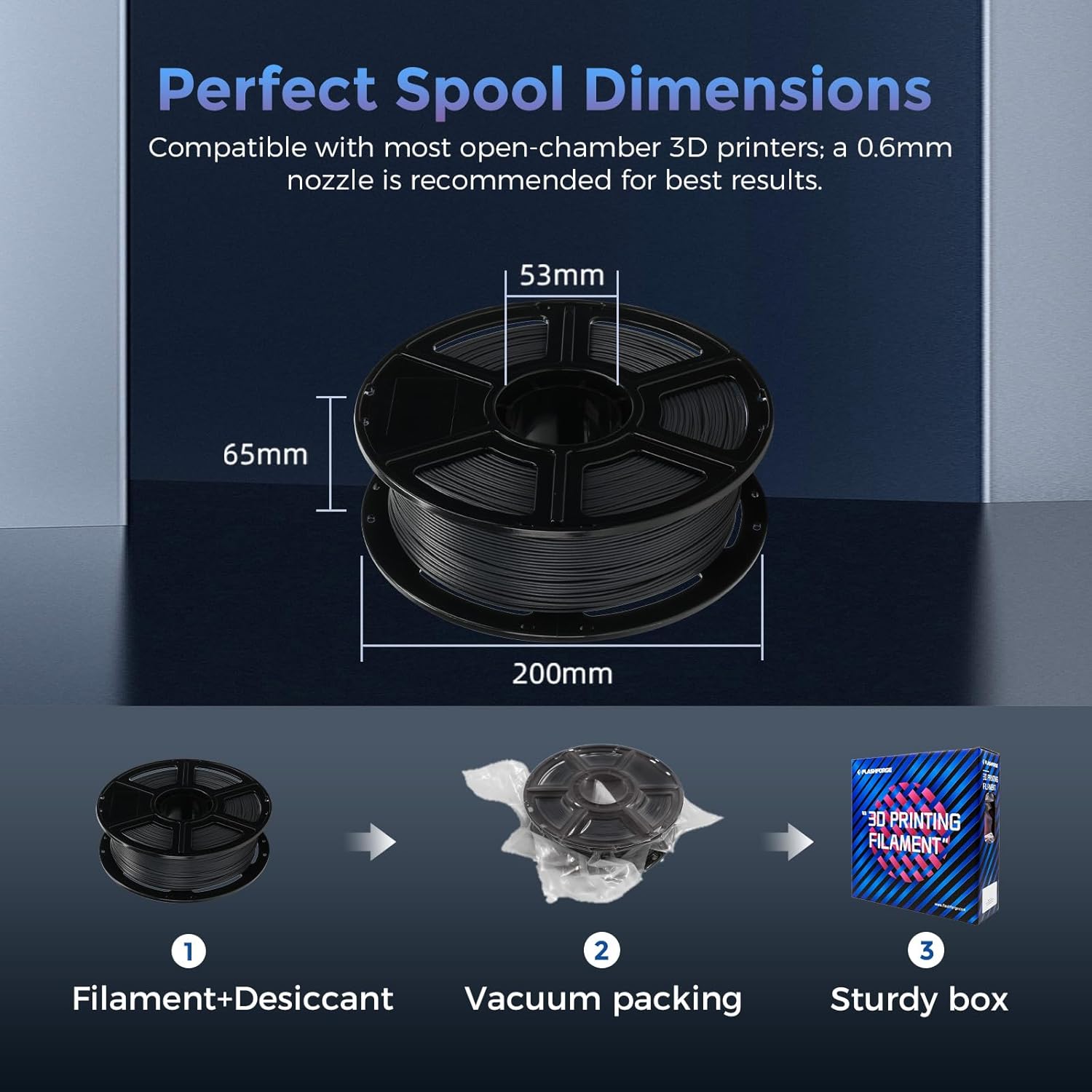 FLASHFORGE Carbon Fiber PLA Filament 1.75mm Volcanic Rock Gray, Reinforced 3D Printer Filament 1kg, Lightweight & High-Strength PLA-CF Filament, Strong & Easy to Print - Image 6