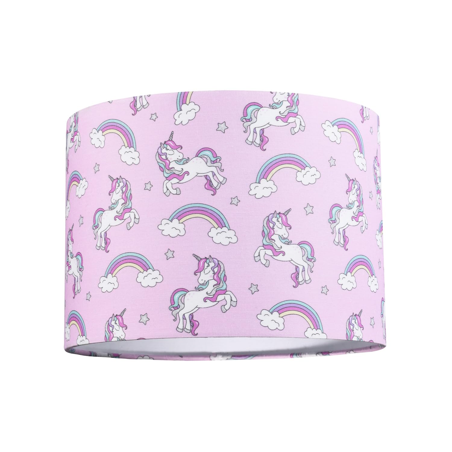 Lilac Cotton Lampshade - Unicorns Clouds Rainbows - Children's Bedroom Decor - Happy Homewares