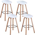 Aykah Willow Bar Stools Set of 4, Counter Height Stool with Plastic Seat and Metal Legs, Used as Kitchen Stool, Easy to Assemble (White)