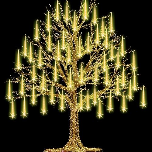 Miniatura 8 de Luces de Navidad de lluvia de meteoritos con 25 tubos, 600 LED, impermeable, carámbano, nieve, otoño, tira de luces para fiesta, árbol, hogar,