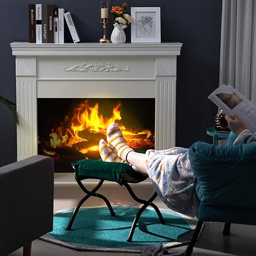 Miniatura 83 de HollyHOME Taburete reposapiés plegable de 15 pulgadas de alto, otomano plegable pequeño tapizado, taburete acolchado para sofá para silla perezosa,