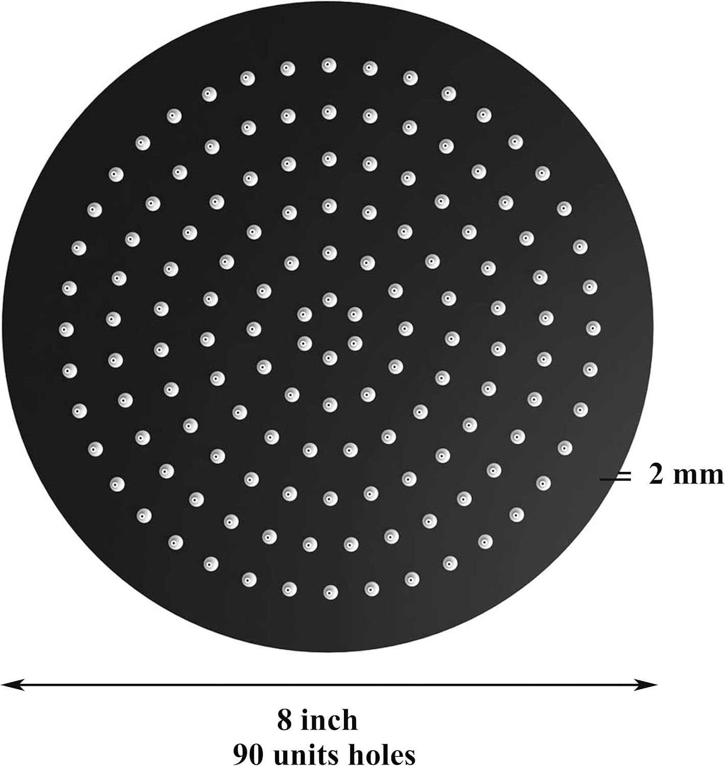 8 Inch Shower Head Round Fixed Shower Head 304 Stainless Steel Black 180° Rotating Powerful High Pressure Spray Bathroom Spray Fixed Shower Heads - Image 3