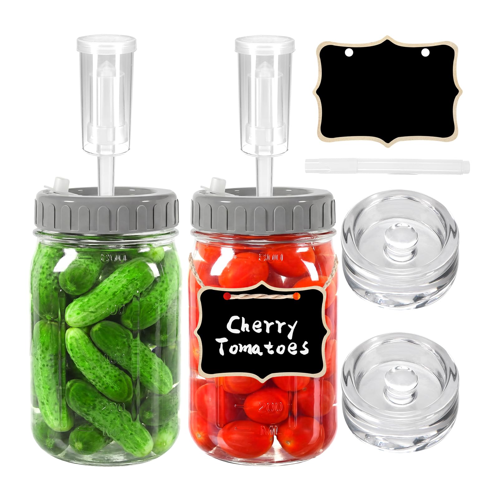 Frasco De Fermentación De Vidrio 1 Litro con Pesas y Bloqueo de Aire Kit para Kimchi Kombucha Chucrut
