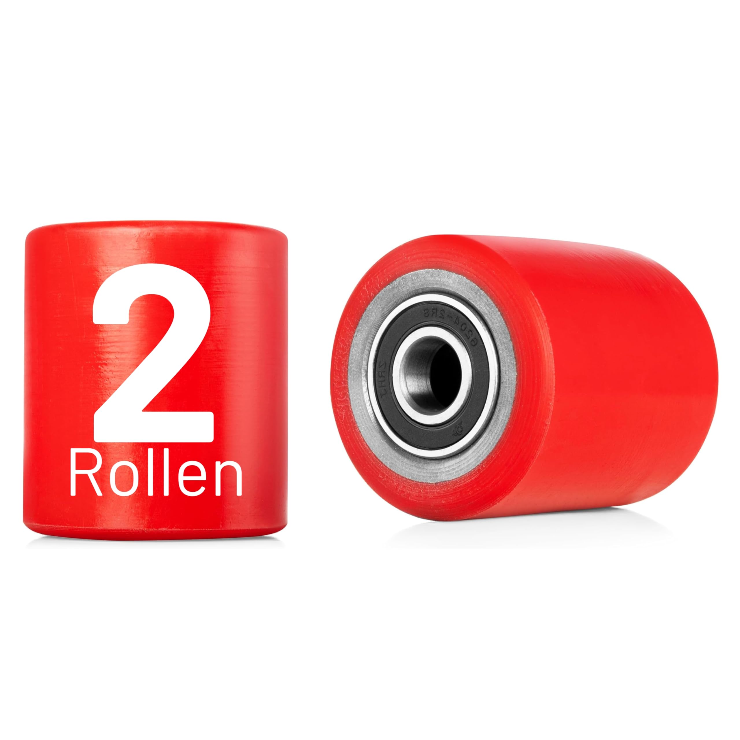 Confezione da 2 rotelle per carichi, in poliuretano, 80 x 93 mm, in poliuretano, colore: rosso