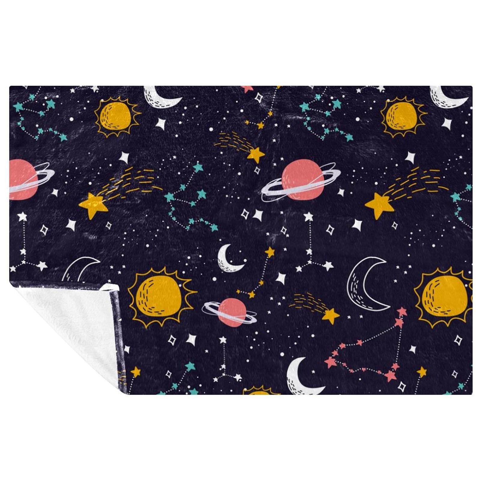 Couverture zodiaque et planètes 150x100 cm douce pour lit