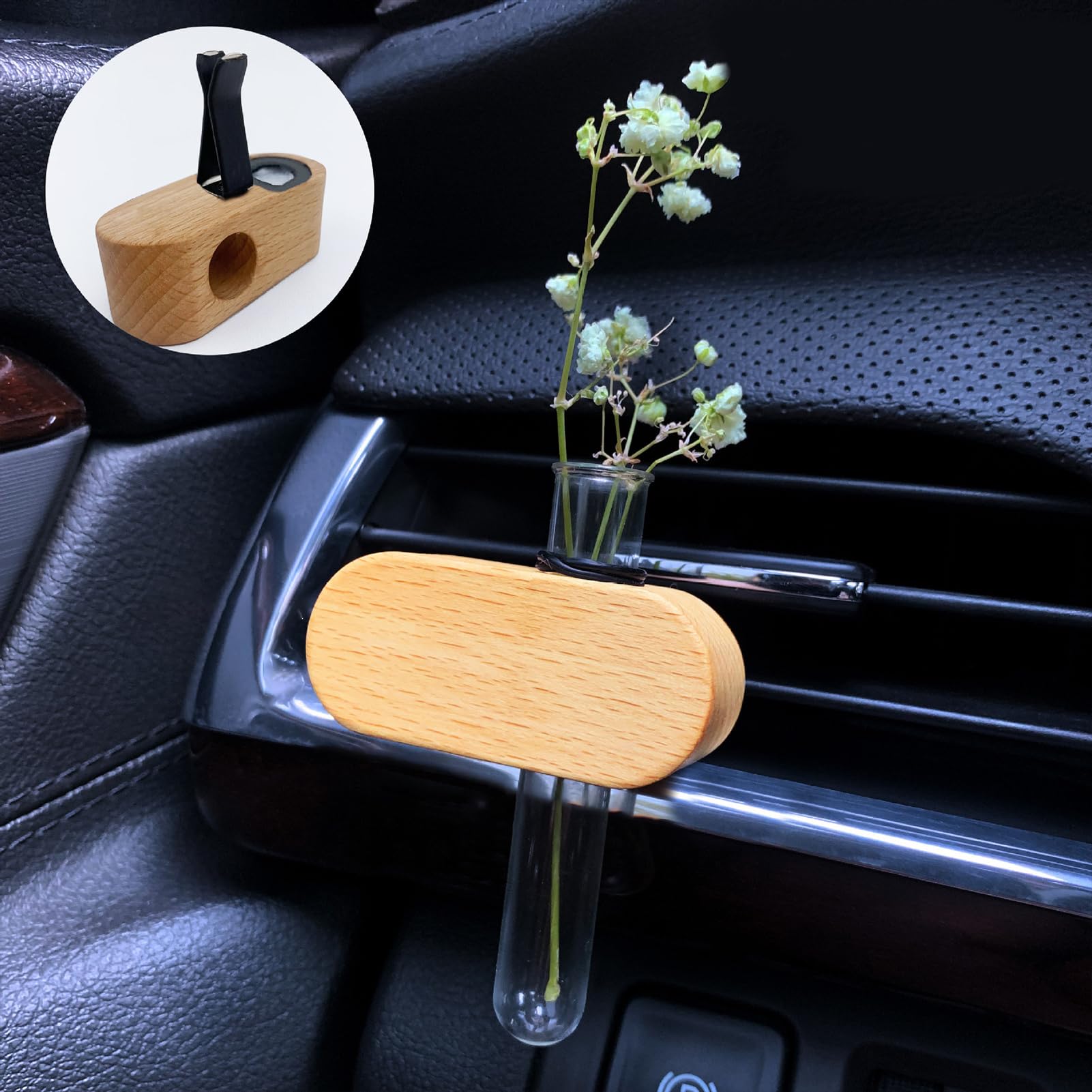 Portavaso da Propagazione per Bocchette Auto Portavaso per Auto | Decorazioni in Legno Profumato Idroponico Diffusore di Aromi per Casa Camper