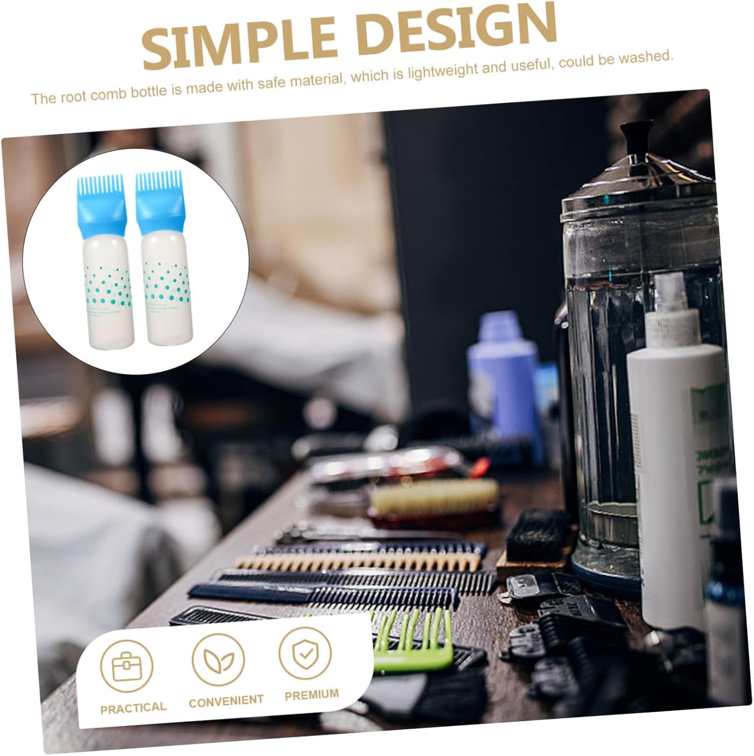 2pcs Hair Dye Applicator Bottle Graduated Scale and Root Comb Easy to Use Coloring Tool for Precise Application and Reusable Design