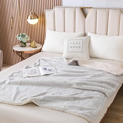 Miniatura 2 de COTTEBED Cálidas mantas de franela Sherpa para cama matrimonial y Queen, reversible, ultra afelpada, 580 GSM, suave y cómoda, esponjosa, manta de