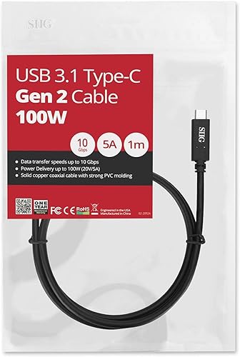 Miniatura 7 de SIIG Cable USB 3.1 tipo C Gen 2 4K60Hz 100W PD 10Gbps USB-IF certificado Thunderbolt 3 puerto compatible con MacBook Pro y otros dispositivos tipo