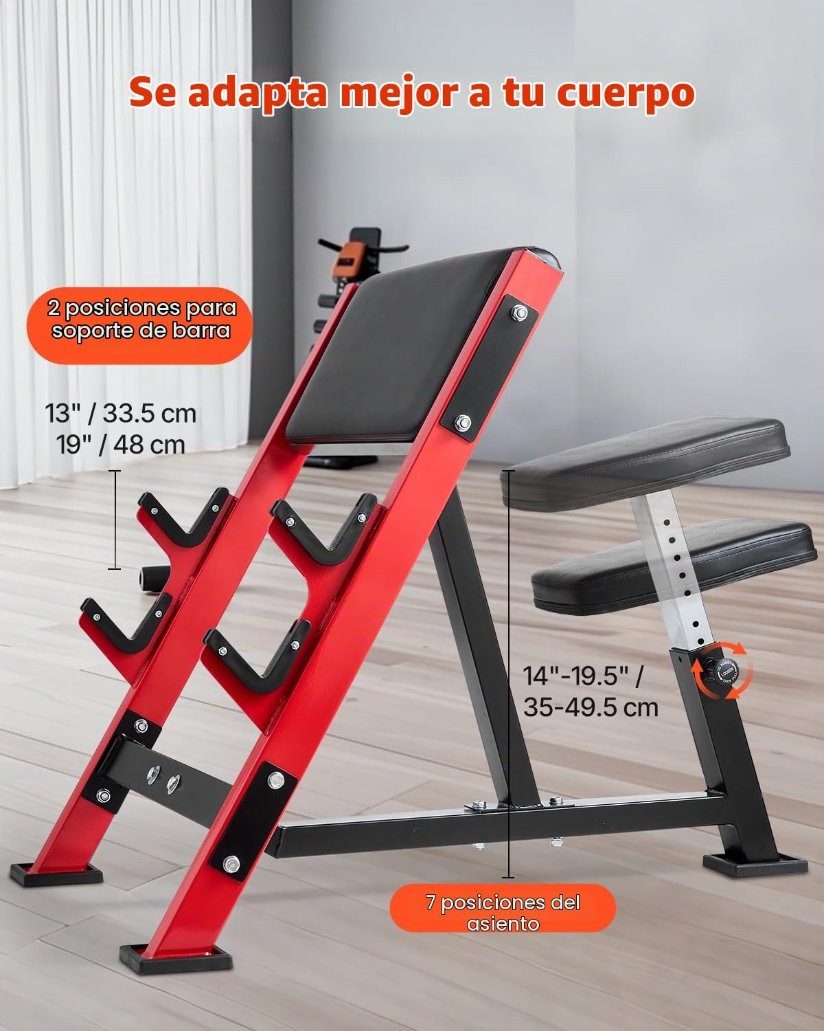 VEVOR Banco de Curl Predicador, Bancos de Entrenamiento de Fuerza, Carga de 300 kg, Equipo de Fitness para Gimnasio en Casa, Estación de Bíceps con Mancuernas y Barra Aislada con Brazo Sentado