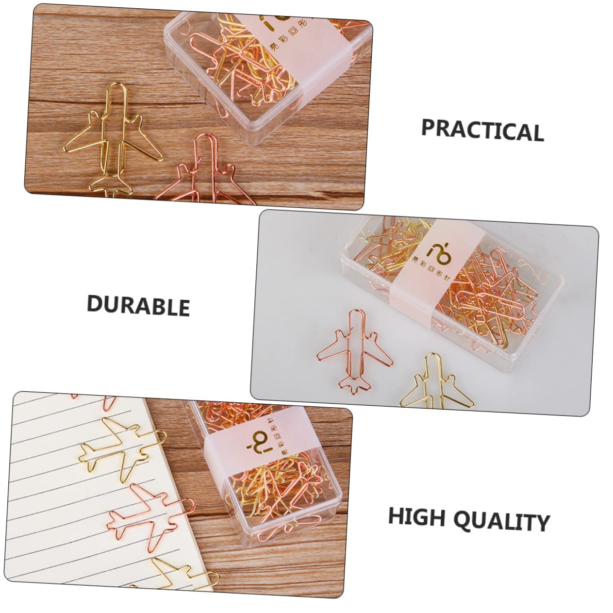Lurrose Lot de 5 Pinces à Marque-page Pratiques Élégantes en Forme Davion Trombones Papeterie Robuste Indispensable pour La Maison Le Bureau Lécole Pièces X 5