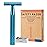 Double Edge Safety Razor, Single Blade Razors for Men and Women, with 10 Stainless Steel Safety Razor Blades, Smooth and Close Wet Shaving, Plastic Free, Blue