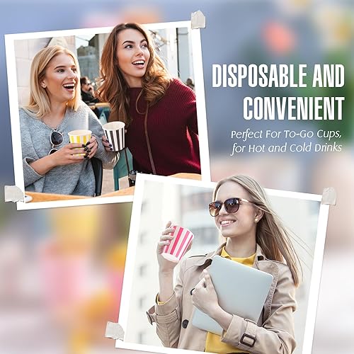 Miniatura 5 de Thenshop Paquete de 500 vasos de papel coloridos de 8 onzas, tazas de café desechables a granel, tazas de papel para enjuague bucal de papel